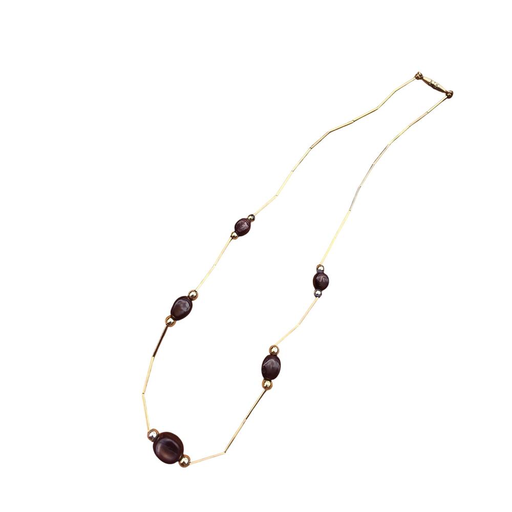custom vintage gold-tone bar and bead station necklace